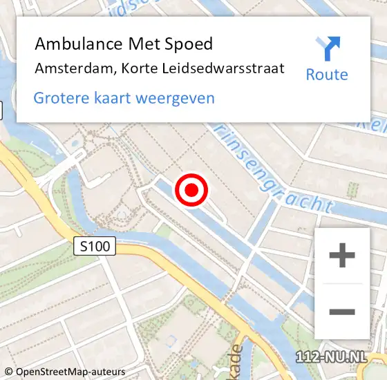 Locatie op kaart van de 112 melding: Ambulance Met Spoed Naar Amsterdam, Korte Leidsedwarsstraat op 23 september 2024 23:55