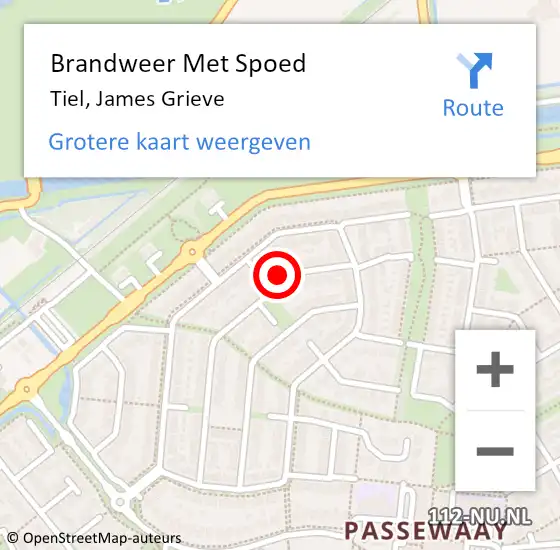 Locatie op kaart van de 112 melding: Brandweer Met Spoed Naar Tiel, James Grieve op 24 september 2024 00:07