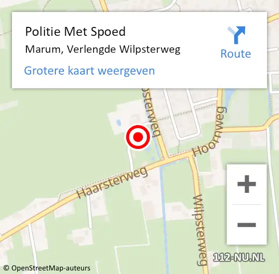 Locatie op kaart van de 112 melding: Politie Met Spoed Naar Marum, Verlengde Wilpsterweg op 24 september 2024 00:09