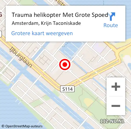 Locatie op kaart van de 112 melding: Trauma helikopter Met Grote Spoed Naar Amsterdam, Krijn Taconiskade op 24 september 2024 00:49