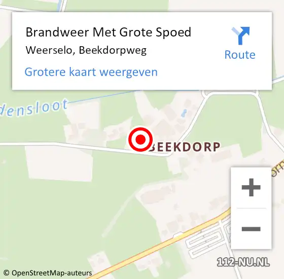 Locatie op kaart van de 112 melding: Brandweer Met Grote Spoed Naar Weerselo, Beekdorpweg op 24 september 2024 01:23