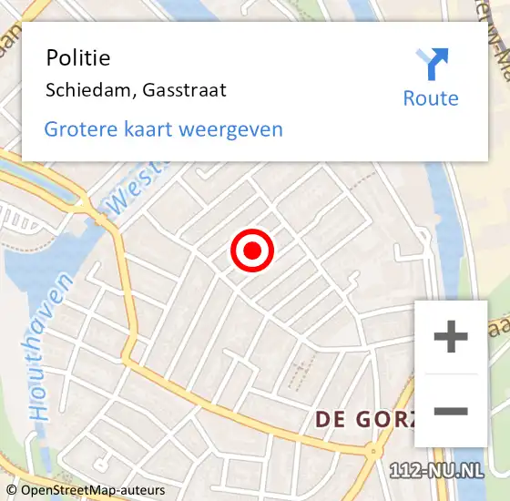 Locatie op kaart van de 112 melding: Politie Schiedam, Gasstraat op 24 september 2024 01:35