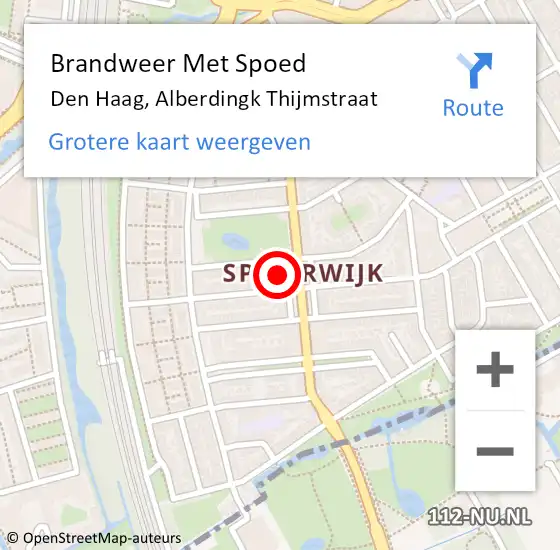 Locatie op kaart van de 112 melding: Brandweer Met Spoed Naar Den Haag, Alberdingk Thijmstraat op 24 september 2024 02:12