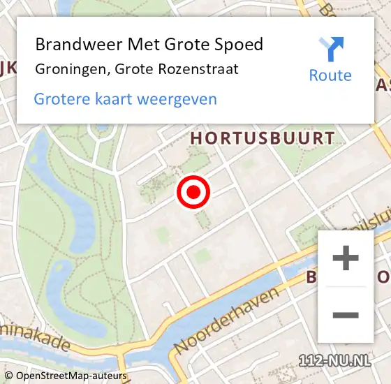 Locatie op kaart van de 112 melding: Brandweer Met Grote Spoed Naar Groningen, Grote Rozenstraat op 24 september 2024 02:27