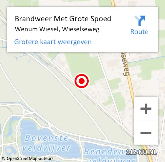 Locatie op kaart van de 112 melding: Brandweer Met Grote Spoed Naar Wenum Wiesel, Wieselseweg op 24 september 2024 02:32