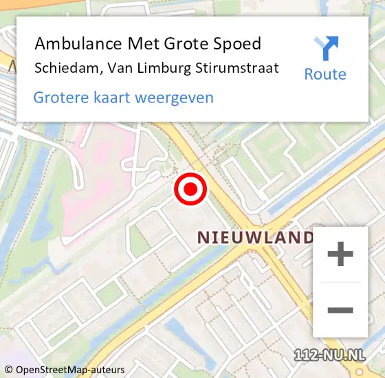 Locatie op kaart van de 112 melding: Ambulance Met Grote Spoed Naar Schiedam, Van Limburg Stirumstraat op 24 september 2024 02:37