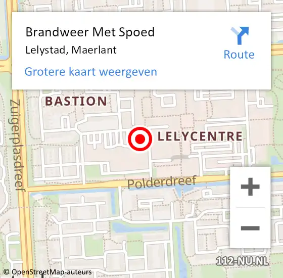 Locatie op kaart van de 112 melding: Brandweer Met Spoed Naar Lelystad, Maerlant op 24 september 2024 02:58