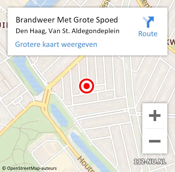 Locatie op kaart van de 112 melding: Brandweer Met Grote Spoed Naar Den Haag, Van St. Aldegondeplein op 24 september 2024 03:59