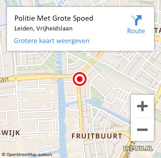 Locatie op kaart van de 112 melding: Politie Met Grote Spoed Naar Leiden, Vrijheidslaan op 24 september 2024 04:34