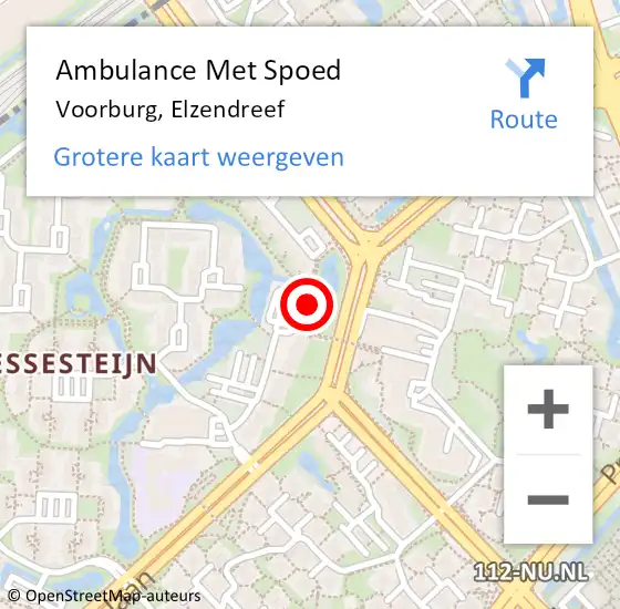 Locatie op kaart van de 112 melding: Ambulance Met Spoed Naar Voorburg, Elzendreef op 24 september 2024 04:38