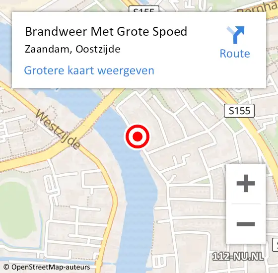 Locatie op kaart van de 112 melding: Brandweer Met Grote Spoed Naar Zaandam, Oostzijde op 24 september 2024 04:53