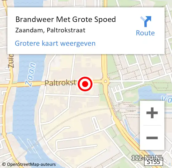 Locatie op kaart van de 112 melding: Brandweer Met Grote Spoed Naar Zaandam, Paltrokstraat op 24 september 2024 05:03