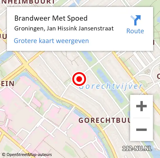 Locatie op kaart van de 112 melding: Brandweer Met Spoed Naar Groningen, Jan Hissink Jansenstraat op 24 september 2024 05:05