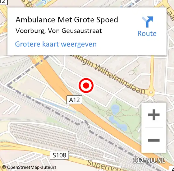 Locatie op kaart van de 112 melding: Ambulance Met Grote Spoed Naar Voorburg, Von Geusaustraat op 24 september 2024 05:47