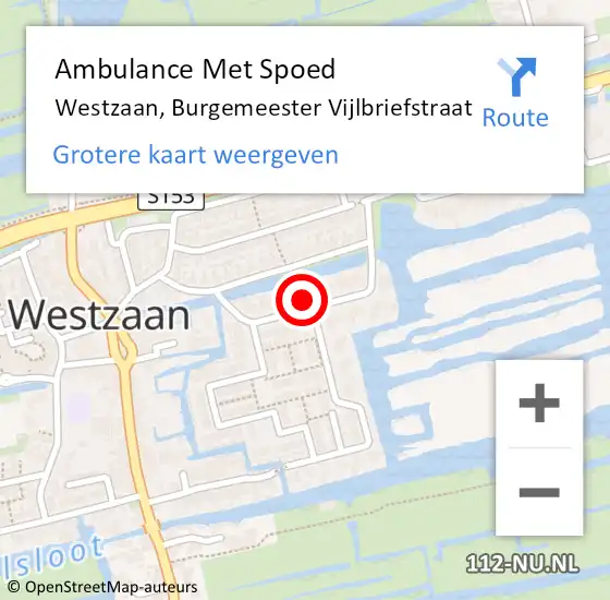 Locatie op kaart van de 112 melding: Ambulance Met Spoed Naar Westzaan, Burgemeester Vijlbriefstraat op 24 september 2024 06:26