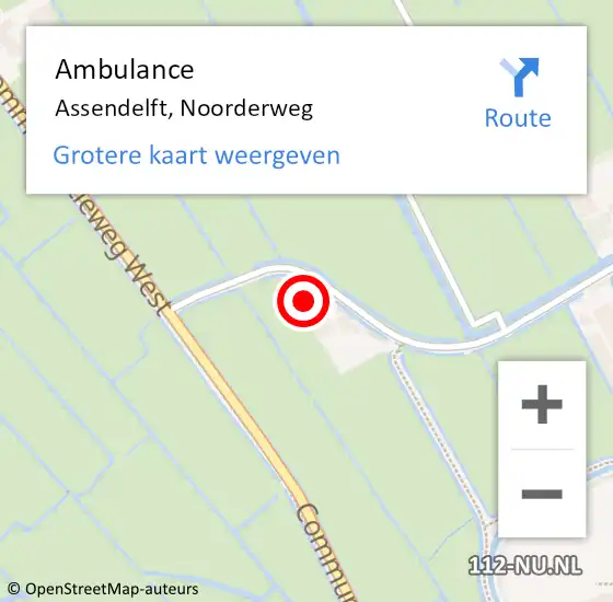 Locatie op kaart van de 112 melding: Ambulance Assendelft, Noorderweg op 24 september 2024 07:03