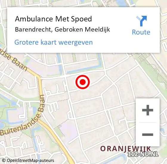 Locatie op kaart van de 112 melding: Ambulance Met Spoed Naar Barendrecht, Gebroken Meeldijk op 24 september 2024 07:24