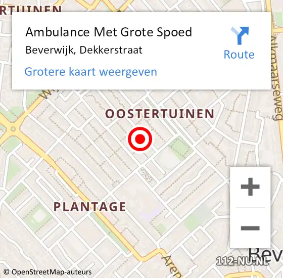 Locatie op kaart van de 112 melding: Ambulance Met Grote Spoed Naar Beverwijk, Dekkerstraat op 24 september 2024 07:34