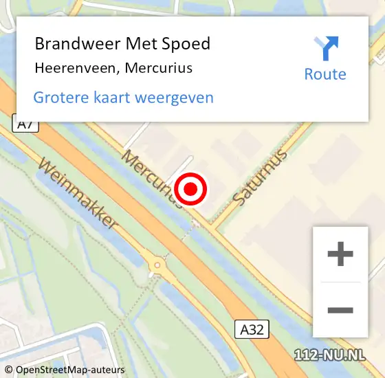 Locatie op kaart van de 112 melding: Brandweer Met Spoed Naar Heerenveen, Mercurius op 24 september 2024 07:45