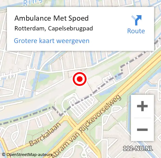 Locatie op kaart van de 112 melding: Ambulance Met Spoed Naar Rotterdam, Capelsebrugpad op 24 september 2024 07:55