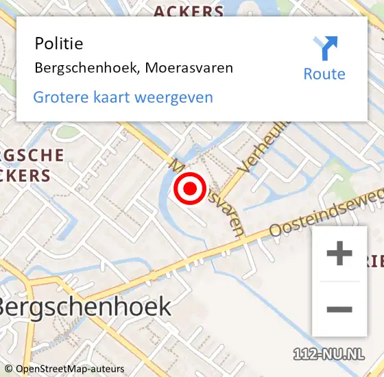 Locatie op kaart van de 112 melding: Politie Bergschenhoek, Moerasvaren op 24 september 2024 08:27