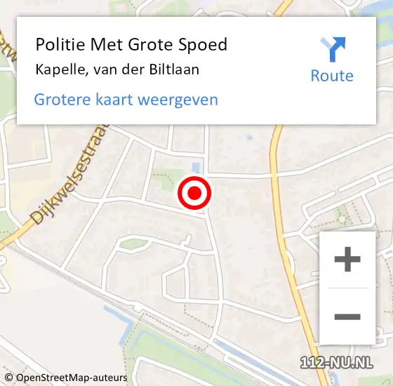 Locatie op kaart van de 112 melding: Politie Met Grote Spoed Naar Kapelle, van der Biltlaan op 24 september 2024 08:28