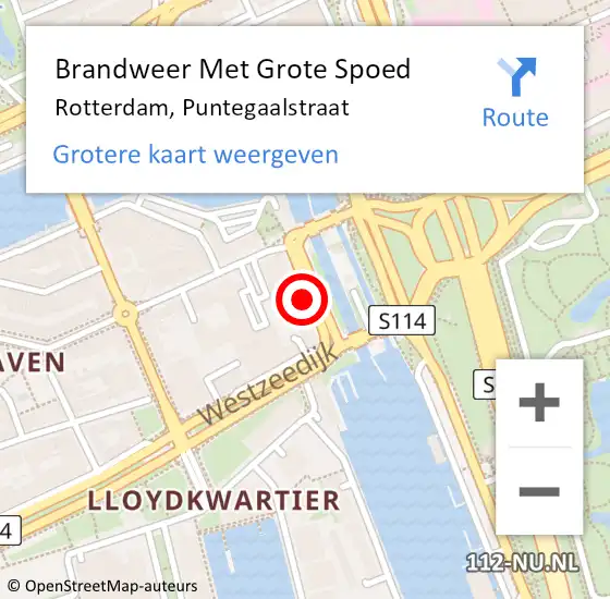 Locatie op kaart van de 112 melding: Brandweer Met Grote Spoed Naar Rotterdam, Puntegaalstraat op 24 september 2024 08:35