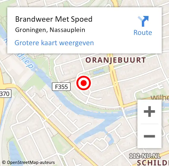 Locatie op kaart van de 112 melding: Brandweer Met Spoed Naar Groningen, Nassauplein op 24 september 2024 08:39