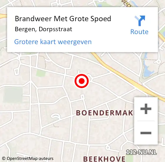 Locatie op kaart van de 112 melding: Brandweer Met Grote Spoed Naar Bergen, Dorpsstraat op 24 september 2024 08:46