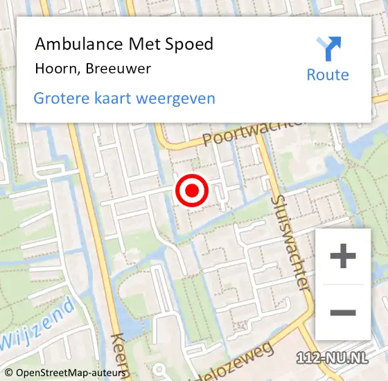 Locatie op kaart van de 112 melding: Ambulance Met Spoed Naar Hoorn, Breeuwer op 24 september 2024 08:47