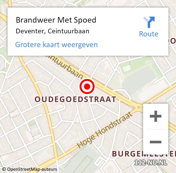 Locatie op kaart van de 112 melding: Brandweer Met Spoed Naar Deventer, Ceintuurbaan op 24 september 2024 08:48