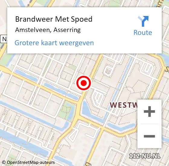 Locatie op kaart van de 112 melding: Brandweer Met Spoed Naar Amstelveen, Asserring op 24 september 2024 08:52