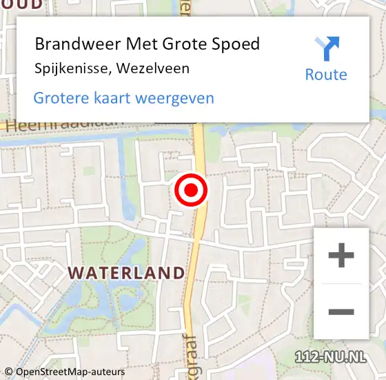 Locatie op kaart van de 112 melding: Brandweer Met Grote Spoed Naar Spijkenisse, Wezelveen op 24 september 2024 09:01