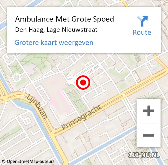 Locatie op kaart van de 112 melding: Ambulance Met Grote Spoed Naar Den Haag, Lage Nieuwstraat op 24 september 2024 09:03