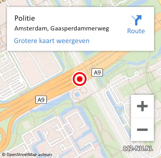 Locatie op kaart van de 112 melding: Politie Amsterdam, Gaasperdammerweg op 24 september 2024 09:11