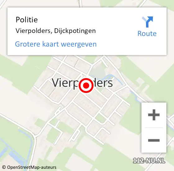 Locatie op kaart van de 112 melding: Politie Vierpolders, Dijckpotingen op 24 september 2024 09:15