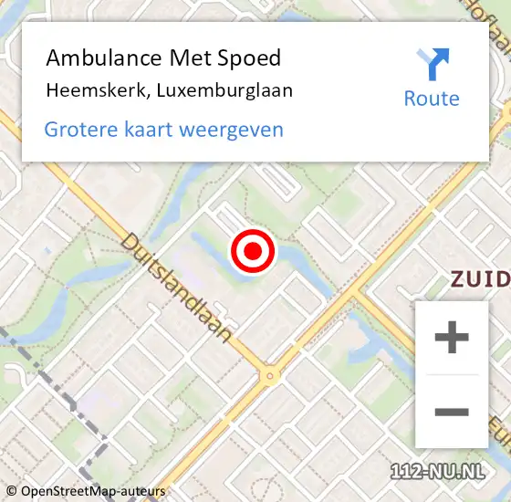 Locatie op kaart van de 112 melding: Ambulance Met Spoed Naar Heemskerk, Luxemburglaan op 24 september 2024 09:22