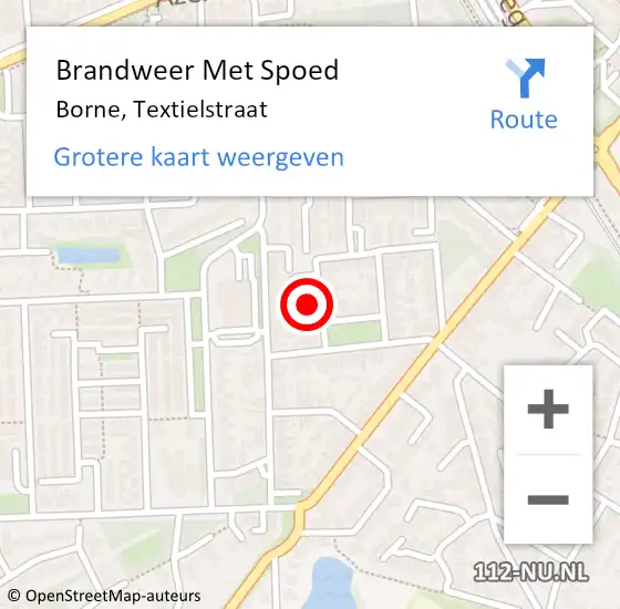 Locatie op kaart van de 112 melding: Brandweer Met Spoed Naar Borne, Textielstraat op 24 september 2024 09:23