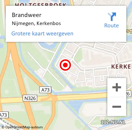 Locatie op kaart van de 112 melding: Brandweer Nijmegen, Kerkenbos op 24 september 2024 09:31