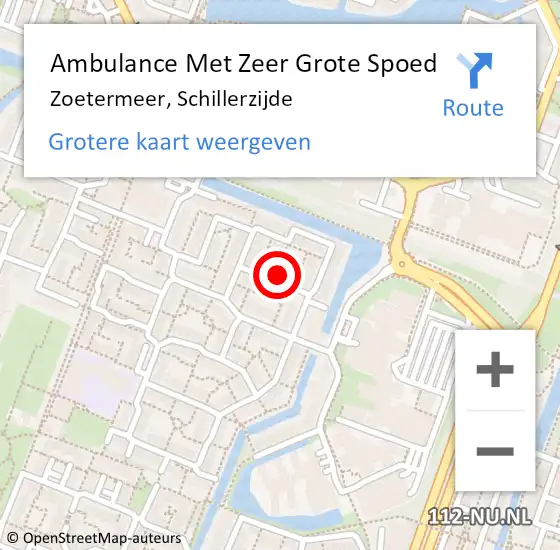 Locatie op kaart van de 112 melding: Ambulance Met Zeer Grote Spoed Naar Zoetermeer, Schillerzijde op 24 september 2024 09:32