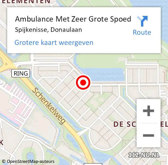 Locatie op kaart van de 112 melding: Ambulance Met Zeer Grote Spoed Naar Spijkenisse, Donaulaan op 24 september 2024 09:33