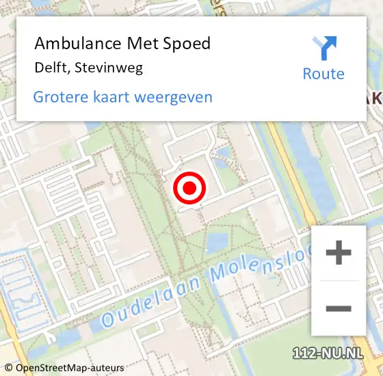 Locatie op kaart van de 112 melding: Ambulance Met Spoed Naar Delft, Stevinweg op 24 september 2024 09:36