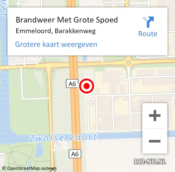 Locatie op kaart van de 112 melding: Brandweer Met Grote Spoed Naar Emmeloord, Barakkenweg op 24 september 2024 09:42