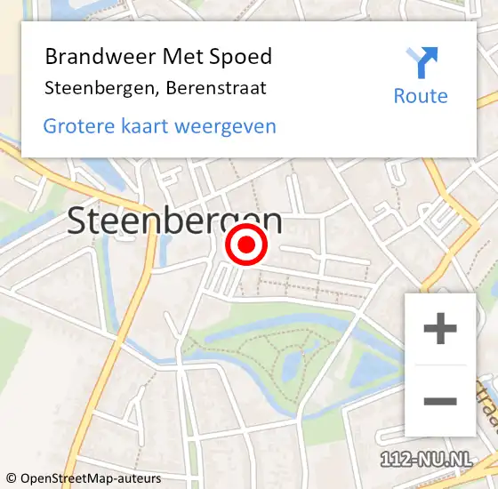 Locatie op kaart van de 112 melding: Brandweer Met Spoed Naar Steenbergen, Berenstraat op 24 september 2024 09:52