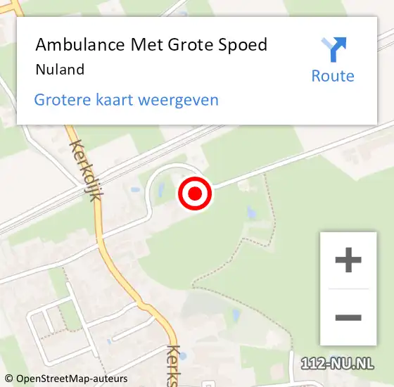 Locatie op kaart van de 112 melding: Ambulance Met Grote Spoed Naar Nuland op 24 september 2024 10:04