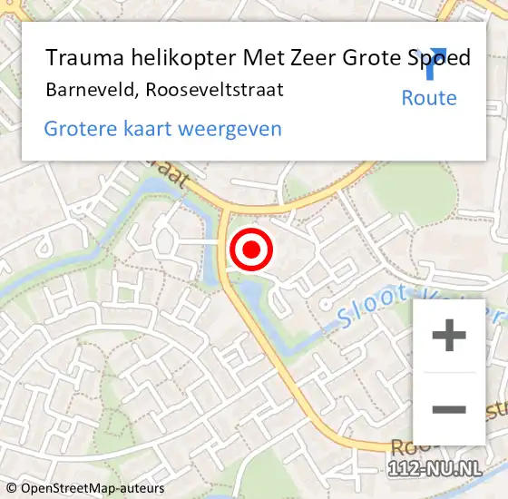 Locatie op kaart van de 112 melding: Trauma helikopter Met Zeer Grote Spoed Naar Barneveld, Rooseveltstraat op 24 september 2024 10:08