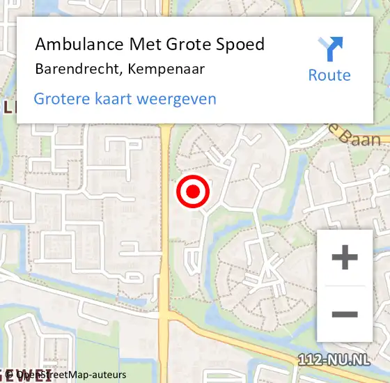 Locatie op kaart van de 112 melding: Ambulance Met Grote Spoed Naar Barendrecht, Kempenaar op 24 september 2024 10:18