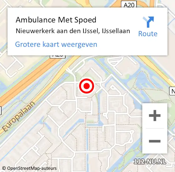 Locatie op kaart van de 112 melding: Ambulance Met Spoed Naar Nieuwerkerk aan den IJssel, IJssellaan op 24 september 2024 10:47