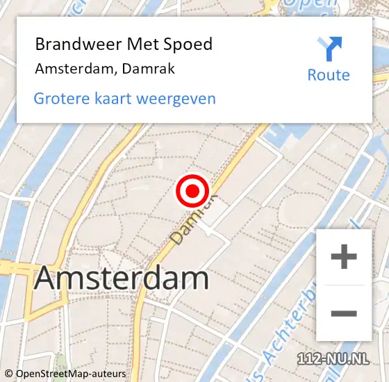 Locatie op kaart van de 112 melding: Brandweer Met Spoed Naar Amsterdam, Damrak op 24 september 2024 10:55