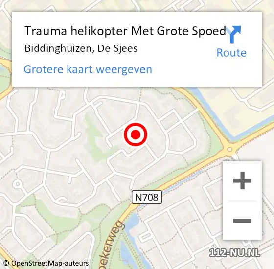 Locatie op kaart van de 112 melding: Trauma helikopter Met Grote Spoed Naar Biddinghuizen, De Sjees op 24 september 2024 11:06